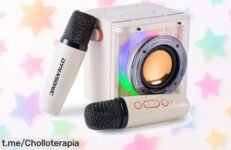 Karaoke con dos micrófonos y Bluetooth que hará vibrar tu casa al mejor precio rebajado, ¡diversión asegurada! Aprovecha este super chollo antes de que se agoten.