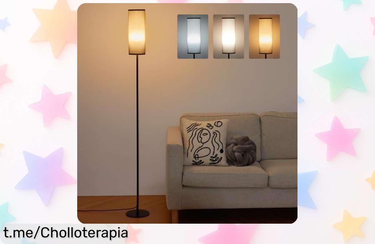Lámpara de pie LED IPARTS con tres tonos de luz para iluminar tu espacio; ¡oferta rebajada irresistible, no te quedes sin la tuya y disfruta esos momentos especiales!