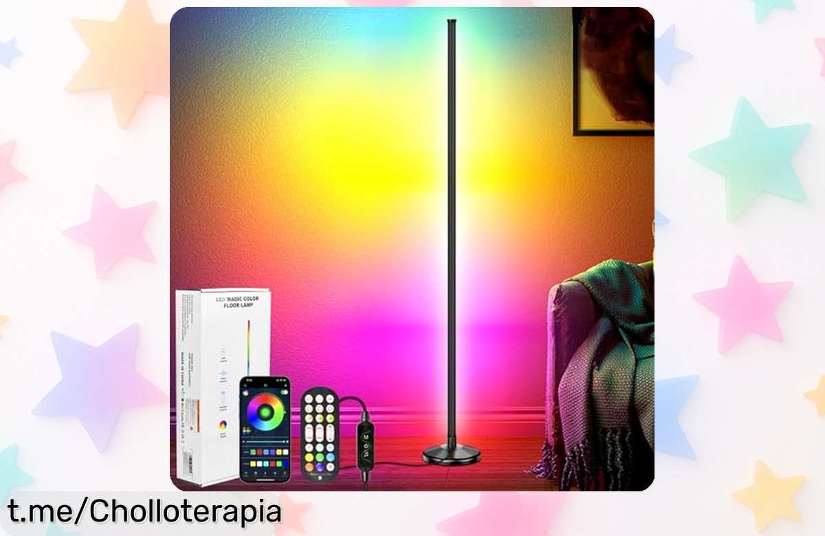 Lámpara de pie LED regulable con mando a distancia, ¡rebajada para llenar tus noches de color y diversión! No te pierdas este super chollo que iluminara tu hogar.