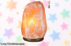 Lámpara de sal del Himalaya H HANSEL HOME con luz ámbar y base de madera, ahora a un precio rebajado que no puedes dejar pasar. Dale magia a tu hogar ¡date prisa antes de que se agote!