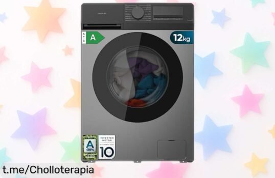 Lavadora Cecotec de carga frontal 12 kg, súper silenciosa y con 16 programas. Ofertón imperdible para lavar mucha ropa rápido ¿Te lo vas a perder? ¡Compra ya!