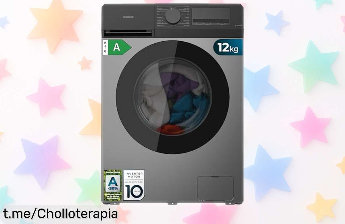 Lavadora Cecotec de carga frontal 12 kg, súper silenciosa y con 16 programas. Ofertón imperdible para lavar mucha ropa rápido ¿Te lo vas a perder? ¡Compra ya!