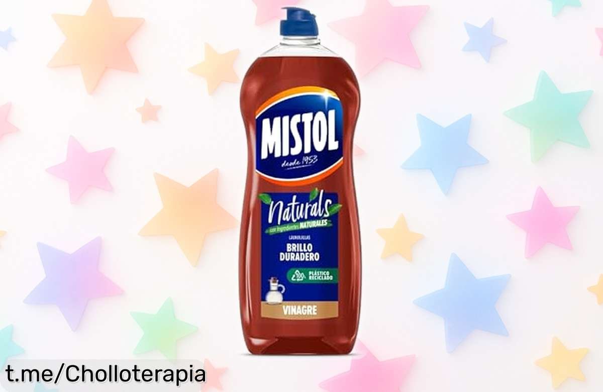 Lavavajillas a mano Mistol con vinagre, limpieza potente y brillo duradero, súper chollo de precio rebajado solo por tiempo limitado ¡Haz que tus platos brillen y siente la satisfacción!