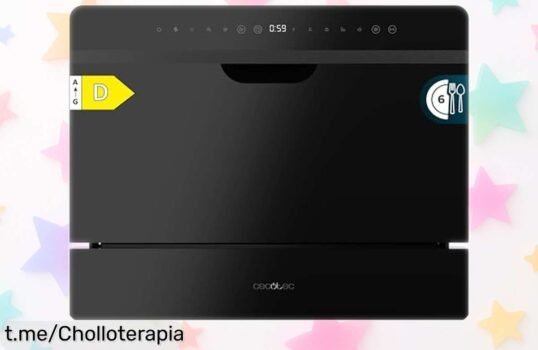 Lavavajillas compacto Cecotec con acabado en cristal negro, lava rápido hasta 6 cubiertos y ahora a un precio rebajado que te hará sonreír. ¡No dejes pasar este super chollo para tu cocina!