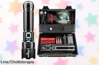 Linterna LED súper potente que ilumina hasta 500 metros y está lista para tus aventuras, ¡está de chollo con precio rebajado! No te quedes en la oscuridad, actúa ya.