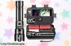 Linterna táctica súper potente Shadowhawk con luz de 1000m y doble batería de 24H, ¡rebaja brutal en precio! Ilumina tus noches oscuras antes que se acabe este super chollo.