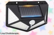 Luz solar exterior potente GRIFEMA con 100 LEDs y sensor de movimiento ¡Oferta limitada para iluminar tu jardín a un precio bajísimo! No te lo pierdas, hazlo brillar.