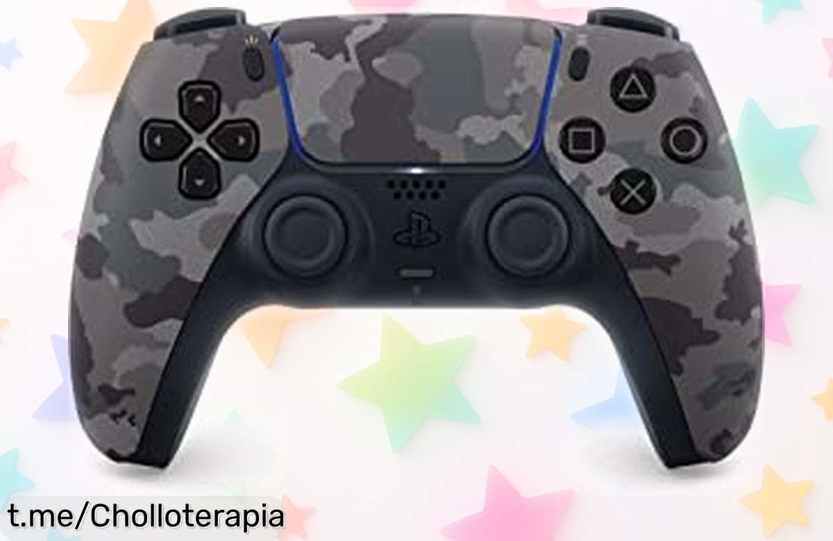 Mando inalámbrico DualSense para PS5 en camuflaje gris, ¡siente la acción y ahorra con este descuentazo! Corre que vuelan, comparte tus mejores momentos ya.