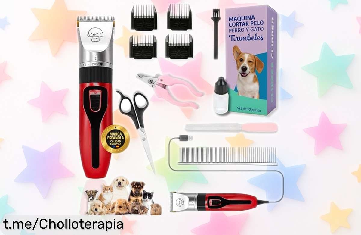 Maquina cortapelos para perros y gatos con 10 accesorios – ¡Chollazo a precio rebajado! Haz que tu peludo luzca genial mientras disfrutan juntos de momentos increíbles.