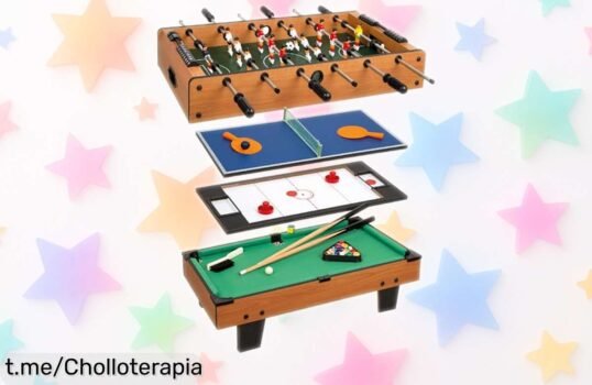 Mesa multijuegos 4 en 1 Colorbaby con futbolín, billar, ping pong y hockey a precio rebajado: ¡Diversión instantánea para tus momentos familiares!