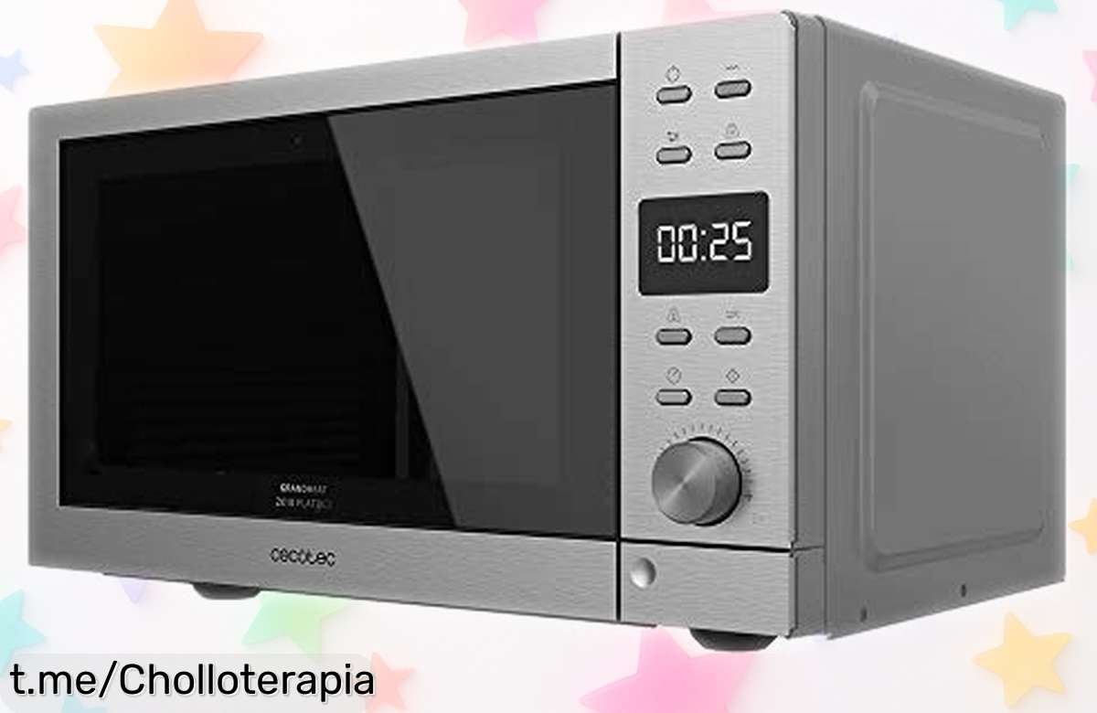 Microondas sin plato Cecotec con grill y 20L de capacidad, ahora a un precio rebajado; calienta y dora al instante ¡Hazte con el ofertón antes que se acabe!
