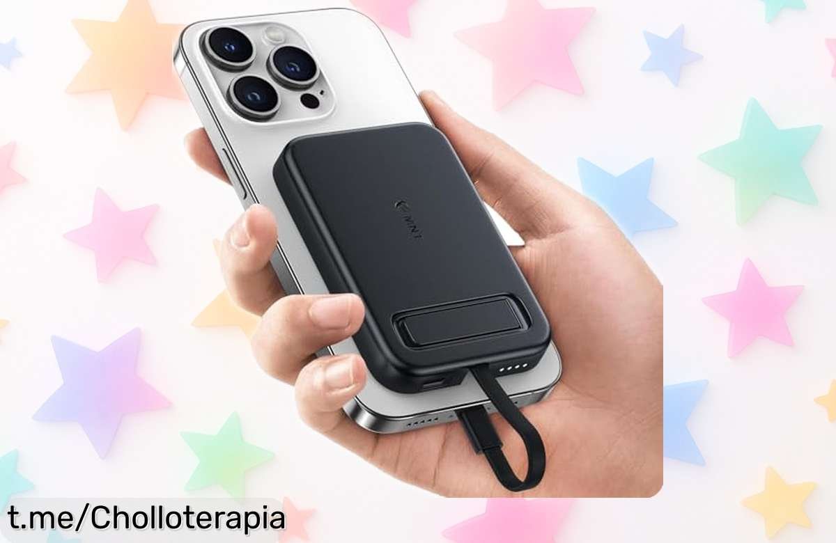 Mini cargador magnético portátil tipo C con 5200 mAh y cable integrado, ¡super chollo en oferta rebajada! No te quedes sin batería ni un segundo más, aprovecha ya este megachollo.
