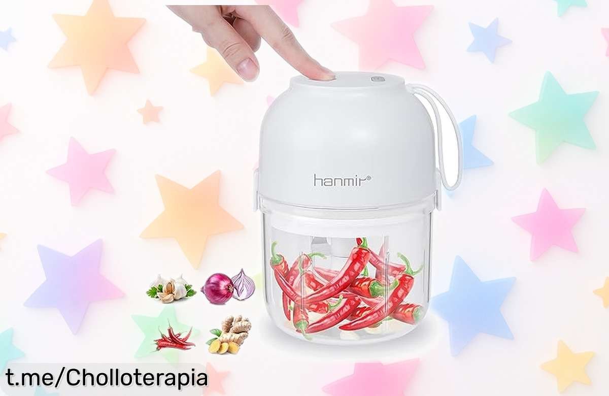 Mini picadora de ajos eléctrica con carga USB: ¡ofertón único para cocinar fácil y rápido! No te quedes sin la tuya, apúntate a disfrutar momentos deliciosos.