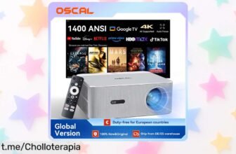 Mini proyector 4K con 1400 lúmenes para cine en casa que no puedes dejar pasar, aprovecha esta oferta brutal y transforma tus noches de peli ¡contando los días para disfrutarlo!