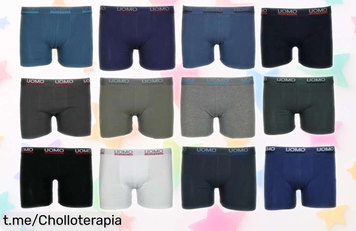 Pack de 12 calzoncillos boxer Uomo: calidad y sorpresa en colores a un precio rebajado, ¡no dejes pasar este super chollo para sentirte seguro y fresco ya!