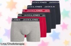 Pack de 5 bóxers Jack & Jones en algodón premium, rebajados a precio loco: no te pierdas este super chollo y siente la libertad de llevarlos ¡ya!