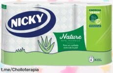 Papel higiénico Nicky Nature suave con aloe vera, 6 rollos de 3 capas a precio locoooo, frescura y cuidado para tu familia: ¡no dejes pasar este ofertón antes que se agote!