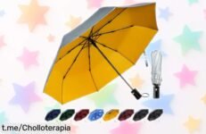 Paraguas plegable TechRise súper resistente al viento, ¡ofertón imperdible! No dejes que la tormenta te frene, llévalo contigo y enfrenta el clima con estilo.