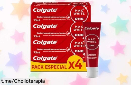 Pasta de dientes blanqueadora Colgate Max White en pack de 4 unidades, elimina manchas y ahora con un precio rebajadísimo. ¡Descubre tu sonrisa brillante ya!