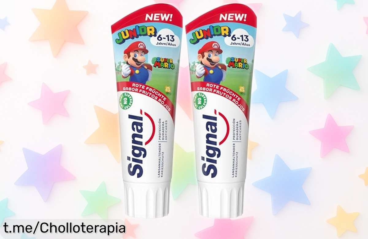 Pasta de dientes junior Signal con sabor a frutos rojos en pack de 2, ¡caída de precio increíble! No pierdas la oportunidad de proteger sonrisas mientras ahorras.