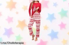 Pijama de Navidad Reliwel para mujer con bolsillos y cinturilla ajustable, ¡ofertón en precio rebajado que volará rápido! Prepárate para disfrutar la magia festiva ahora.