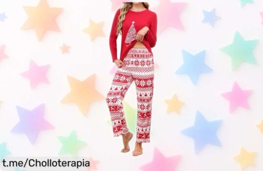Pijama de Navidad Reliwel para mujer con bolsillos y cinturilla ajustable, ¡ofertón en precio rebajado que volará rápido! Prepárate para disfrutar la magia festiva ahora.