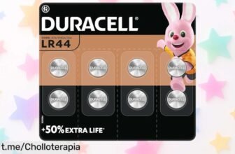 Pilas alcalinas Duracell LR44 con +50% más duración; ¡ofertón irresistible en pack de 8, precio rebajado que no verás otra vez! Energía para tus momentos cruciales, cómpralas ya.