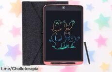 Pizarra mágica infantil LCD de 12 pulgadas, perfecto para que tus hijos creen sin límites y bloqueen el borrado; aprovecha este super chollo antes de que desaparezca.
