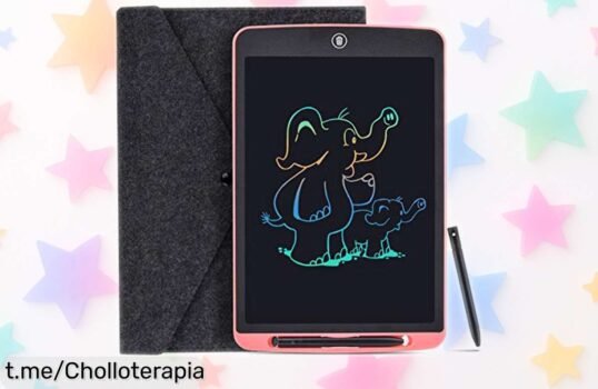 Pizarra mágica infantil LCD de 12 pulgadas, perfecto para que tus hijos creen sin límites y bloqueen el borrado; aprovecha este super chollo antes de que desaparezca.