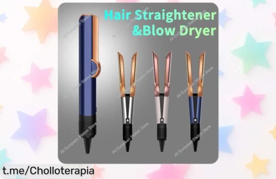 Plancha de pelo 2 en 1 con secador, super chollo a precio rebajado: ¡cuida tu cabello y brilla como nunca! Quedan pocas unidades, no lo dejes escapar.