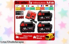 Potente batería Milwaukee 18V 12AH con carga rápida y duración extra, precio rebajado por tiempo limitado ¡dales a tus herramientas la energía que necesitan!