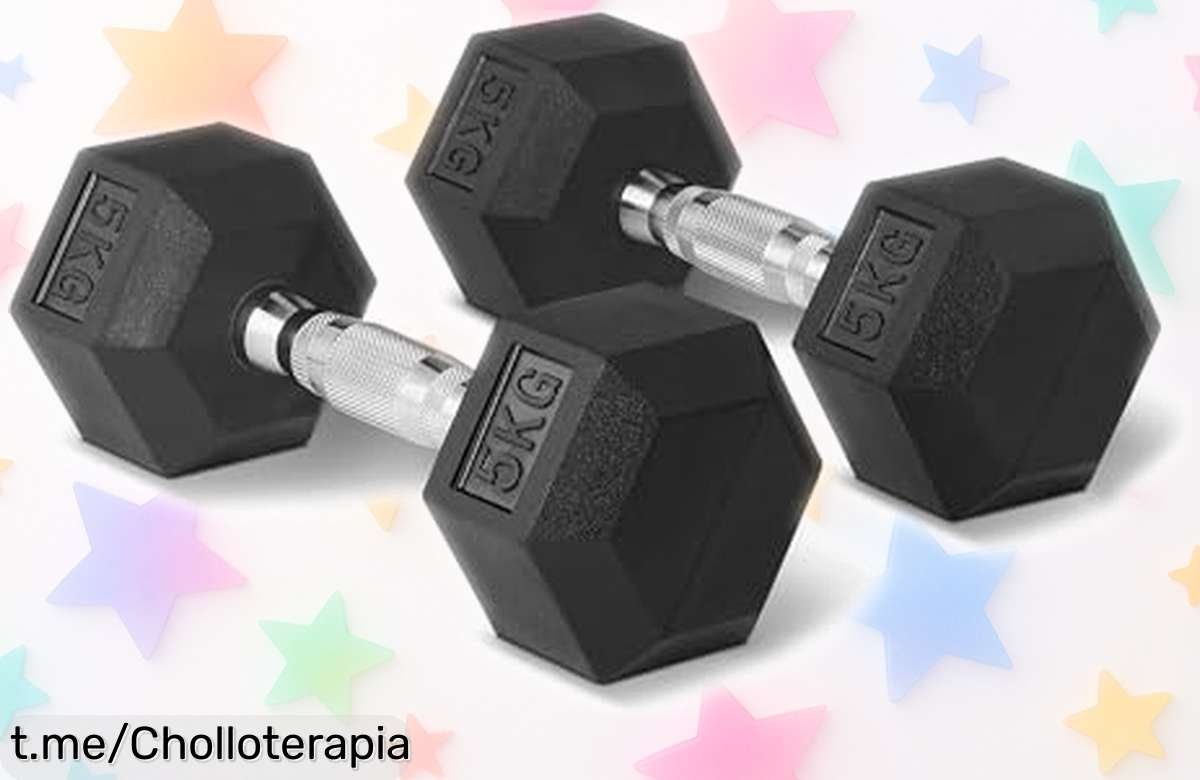 Potente set de mancuernas hexagonales Amazon Basics con recubrimiento de goma a un super chollo: entrena sin excusas y mejora tu fuerza hoy, ¡no esperes más para partirla!