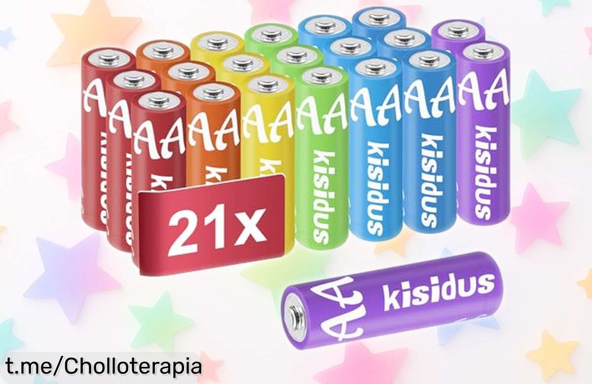 Potentes pilas alcalinas AA LR6 kisidus en colores divertidos a precio rebajado, ¡llena de energía tus dispositivos y no te quedes sin ellas!
