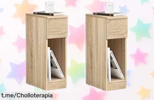 Práctico set de 2 mesitas de noche SoBuy a precio muy bajo, perfectas para espacios pequeños. ¡No te pierdas este ofertón y transforma tu dormitorio en un lugar ordenado!