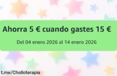 Promoción exclusiva en Amazon: 5€ de descuento directo por tus compras desde 15€. ¡Aprovecha la oferta antes que se acabe y ahorra un montón!