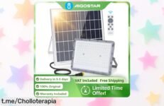 Proyector solar impermeable con batería gigante de 20000mAh y mando a distancia por un descuentazo que hará brillar tus noches en el jardín ¡No dejes pasar esta oportunidad única!