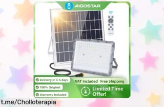 Proyector solar impermeable con batería gigante de 20000mAh y mando a distancia por un descuentazo que hará brillar tus noches en el jardín ¡No dejes pasar esta oportunidad única!