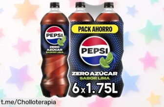 Refresco de cola Pepsi Zero Lima, pack de 6 botellas grandes, ¡ofertón con precio rebajado que no se repite! Refresca tus momentos sin azúcar ni calorías ¡No te quedes sin el tuyo!