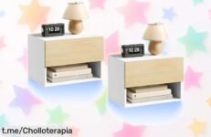 Renueva tu espacio con la mesita de noche flotante y tira LED RGB, juego de 2, a precio loco: ¡dale vida y orden a tu dormitorio antes que se agote esta oferta brutal!
