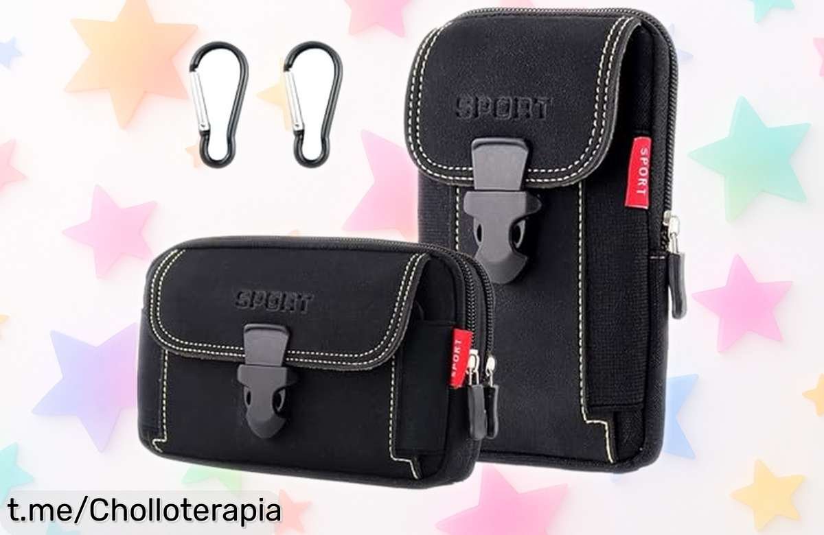 Riñonera doble Vinest ultra resistente con mosquetones y 3 bastones, ¡ofertón increíble en un precio de ganga para que disfrutes tus aventuras sin preocupaciones!