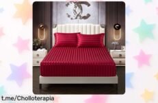 Sábana bajera ajustable vino rojo Luofanfei: brillo satinado y ajuste perfecto, ahora rebajada. ¡Duerme con estilo sin complicaciones y velozmente, porque se agotan!