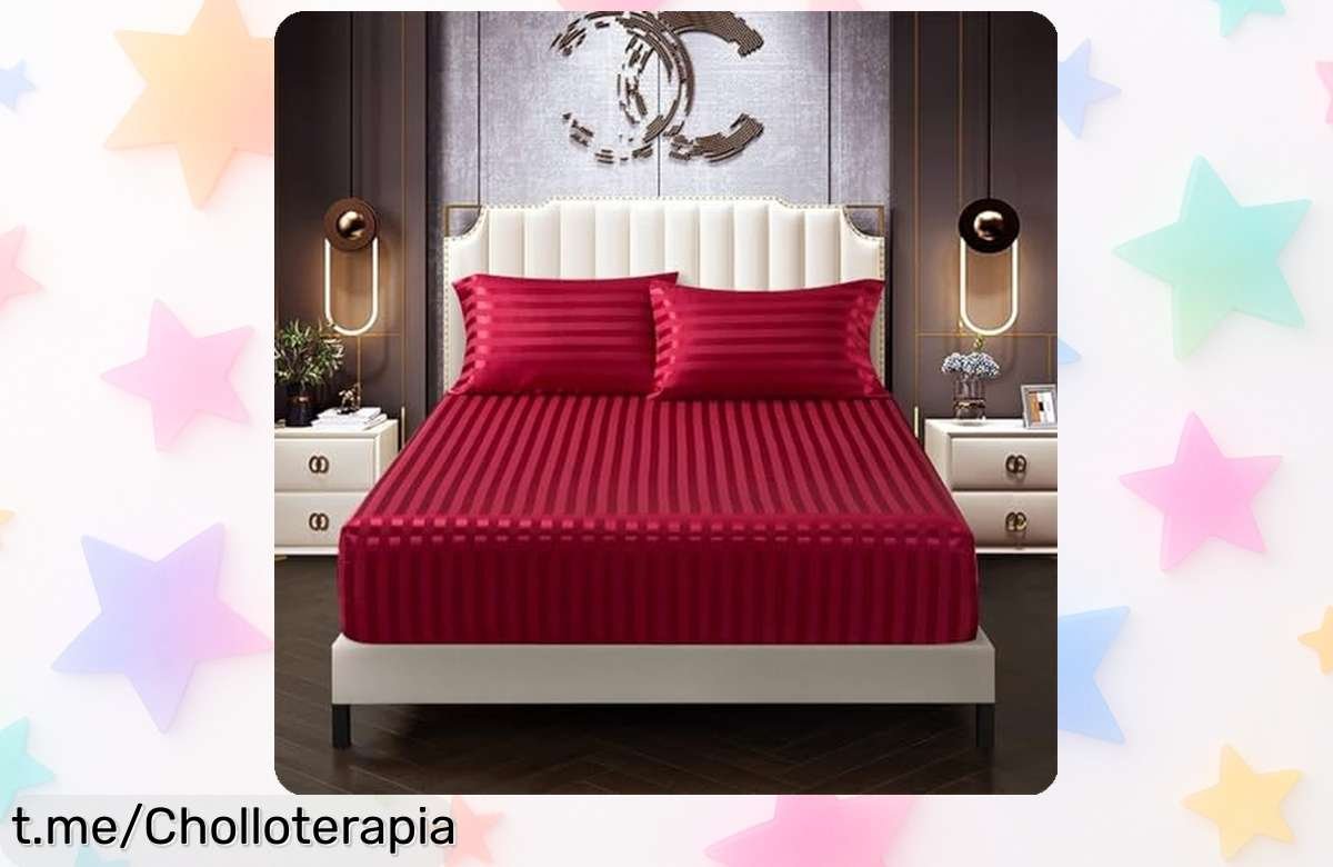 Sábana bajera ajustable vino rojo Luofanfei: brillo satinado y ajuste perfecto, ahora rebajada. ¡Duerme con estilo sin complicaciones y velozmente, porque se agotan!