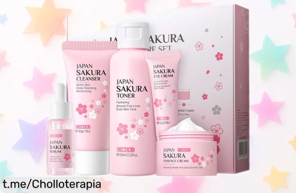 Set de 5 piezas hidratantes LAIKOU Sakura a precio loco, descuento brutal que no te puedes perder; tu piel brillará y tú disfrutarás luciendo radiante, ¡aprovecha antes que se agote!