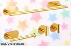 Set de accesorios de baño Laimew en acero negro sin taladro a precio rebajado, la oportunidad perfecta para darle un toque único y ordenado a tu espacio ¡aprovéchalo antes que se agote!