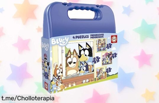 Set de cuatro puzzles progresivos Bluey en maleta, diversión y aprendizaje a un precio rebajado. ¡No dejes escapar esta oferta limitada para que tus peques se diviertan aprendiendo ya!