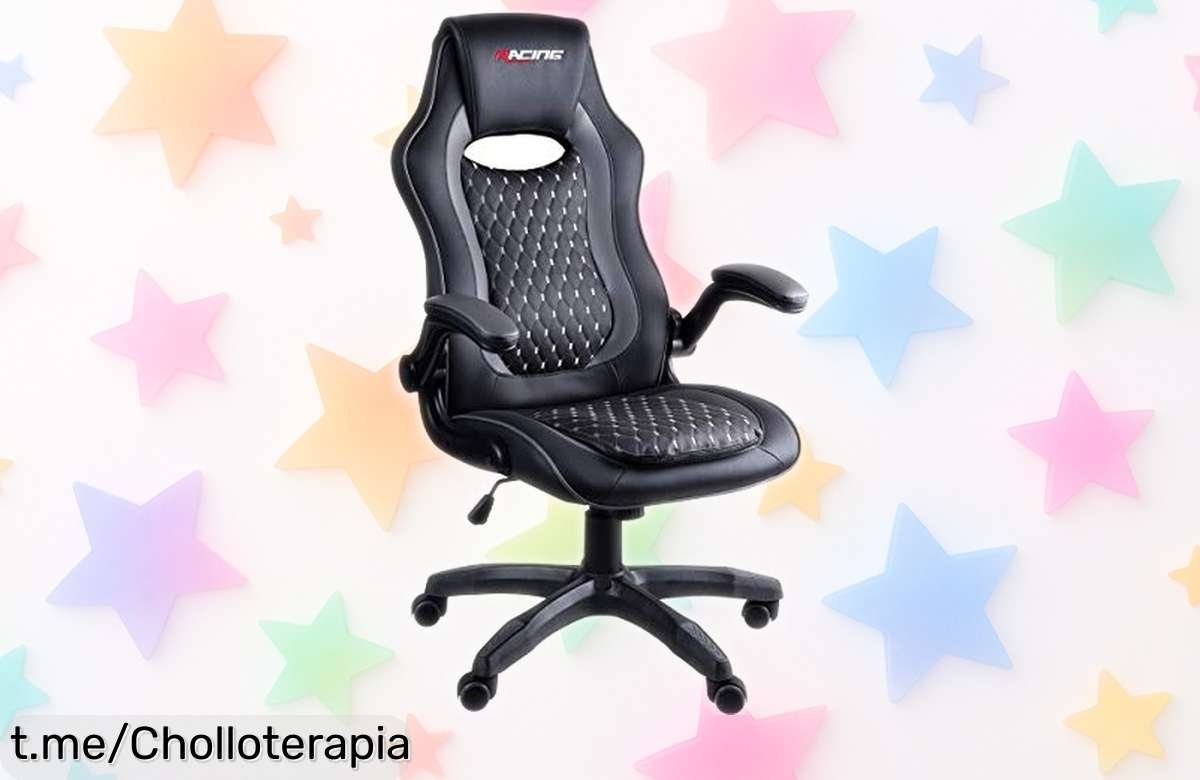 Silla de juego pro racing negra con brazos plegables a precio rebajado, ¡corre que vuelan y vive la emoción de ganar cada partida!