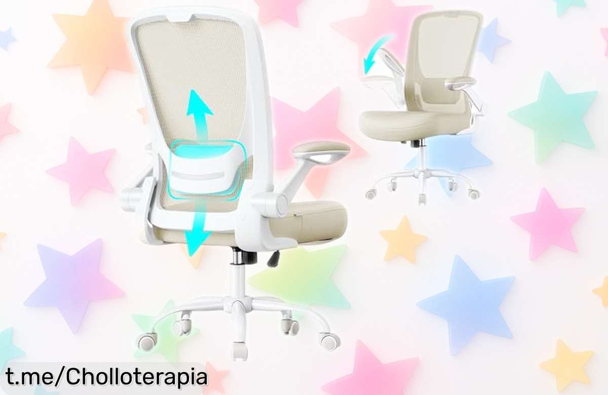 Silla de oficina SONGMICS con soporte lumbar y brazos plegables: super chollo a precio loco para que cuides tu espalda, ¡no te quedes sin ella y siéntete genial hoy!