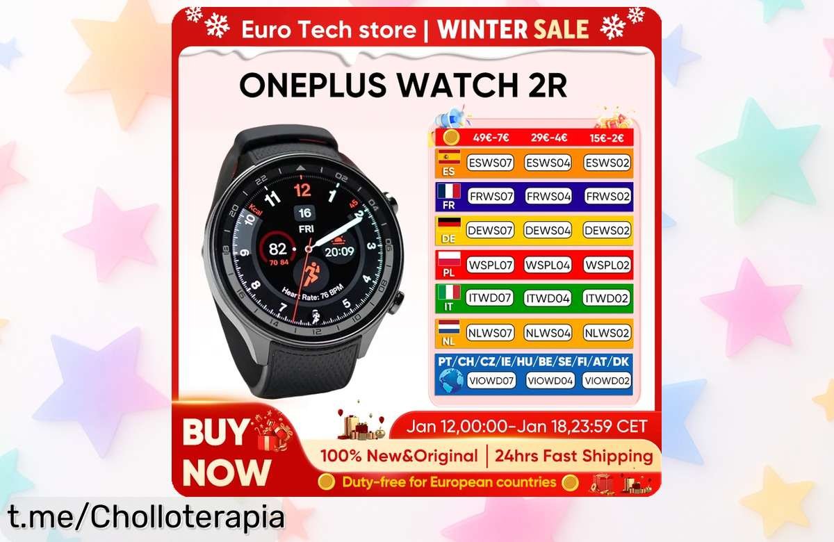 Smartwatch OnePlus con pantalla AMOLED y batería de 100 horas, chollo increíble que no dura mucho: ¡aprovéchalo antes de que sea demasiado tarde!