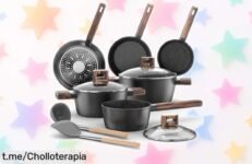 Sorprendente batería de cocina 11 piezas con sartenes y ollas antiadherentes; precio rebajado como nunca, no te lo puedes perder, ¡cocina como un chef ya!