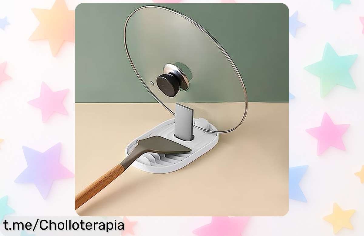 Sorprendente soporte plegable RICHDMI para tapas y utensilios de cocina, evita goteos con un precio rebajado que vuela. ¡Organiza tu espacio hoy y disfruta cocinar sin complicaciones!